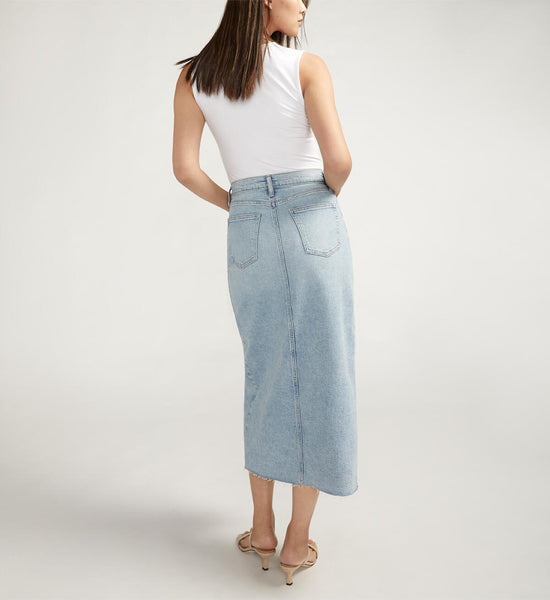 Front-Slit Midi Jean Skirt