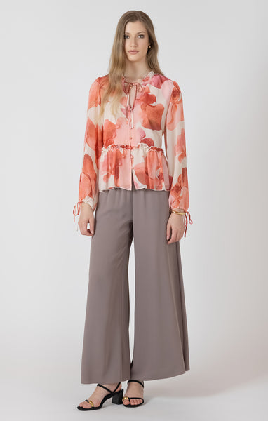 Freya Flowy Wide Leg Pant - Shadow Taupe