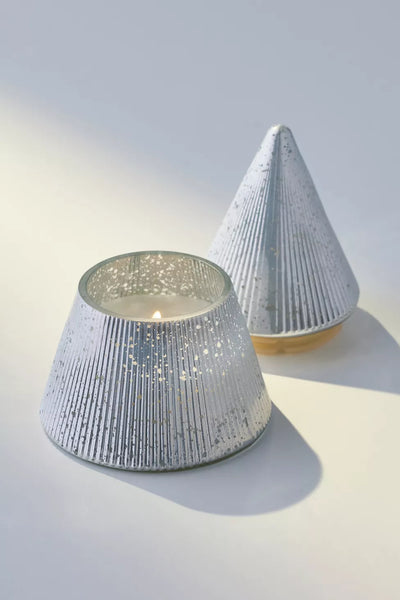 Cypress & Fir 7oz Silver Stacked Tree Candle