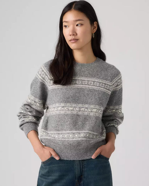 Jolie Fairisle Crewneck - Heather Grey
