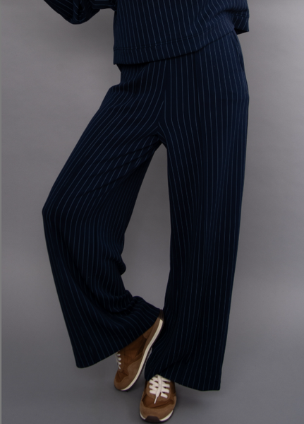 Phoebe Striped Soft Knit Pant - Navy