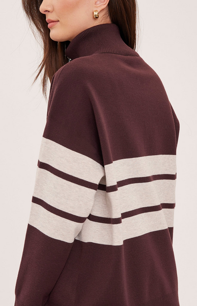Idris 1/4 Zip Sweater - Fig Stripe