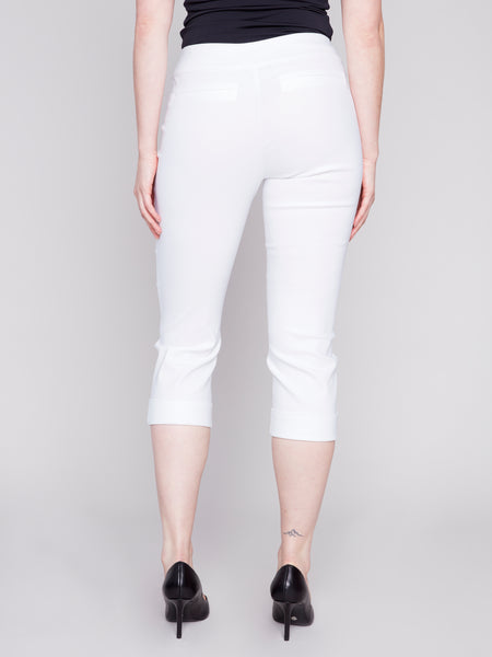 MICHELLE PULL ON CAPRIS DRESS PANT- white