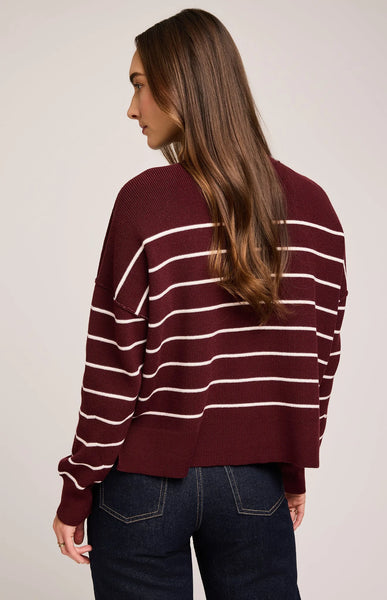 Echo Pullover Sweater- Merlot Stripe