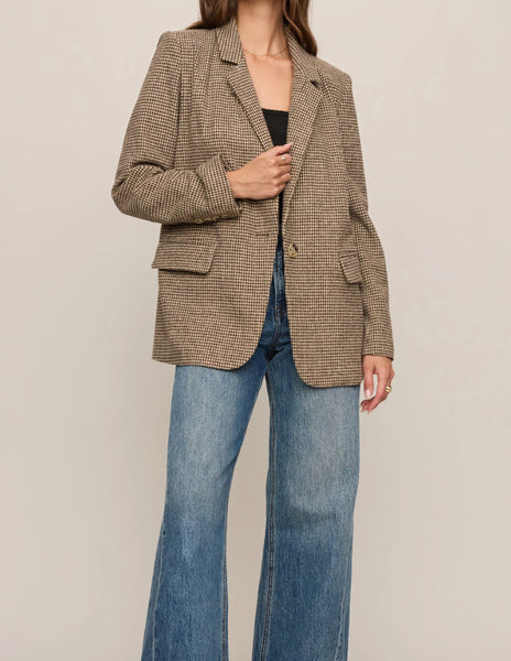 Evan Houndstooth Blazer - Dark Chocolate
