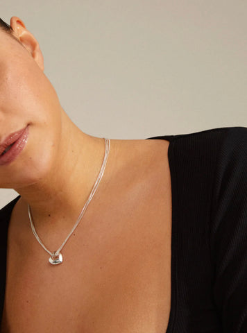 WAVE recycled heart necklace - silver plated