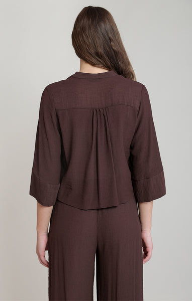Teyana Wide Sleeve Blouse - Dark Chocolate