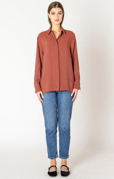 TERRA- BUTTON BACK FLOWY BLOUSE