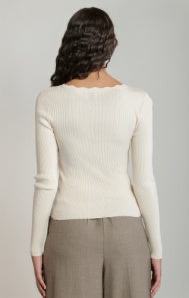 Lucille Scallop Neck Longsleeve - Birch