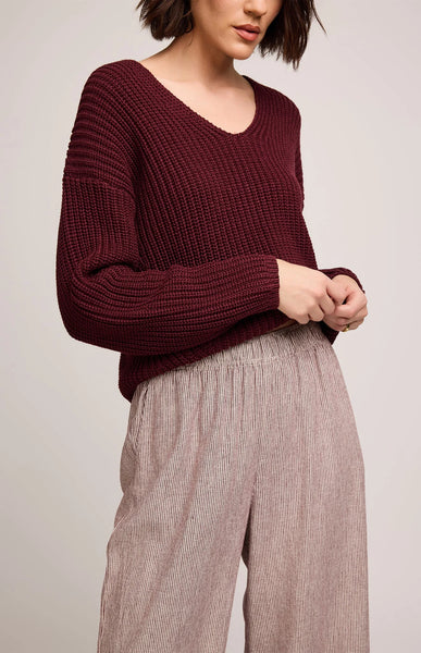 Ellie Pant- Merlot Stripe