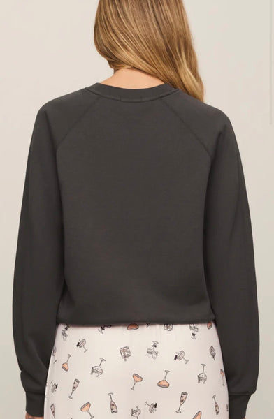 Booze Graphic Sweatshirt - Washed Black