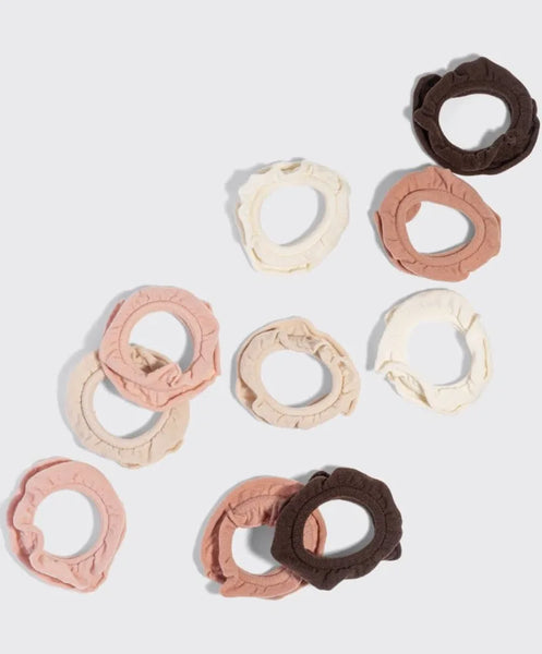 Recycled Fabric Petal Hair Elastics 10 pc Set - Blush