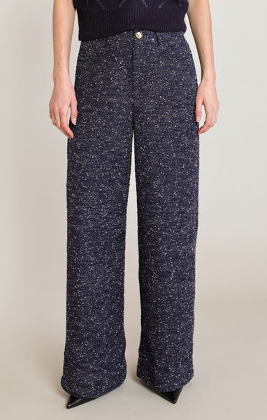 Teresa Boucle Pant - Navy Blue Melange