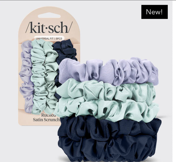 Garden Bouquet Ruched Satin Scrunchies 5pc Set