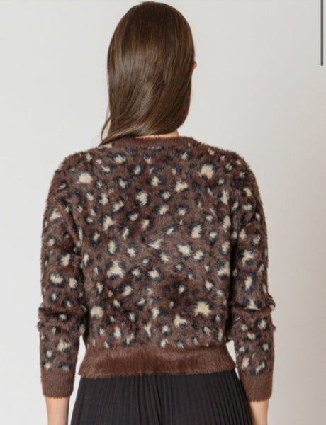 Lucinda Soft Touch Patterned Cardigan - Brown Leopard