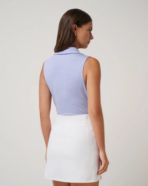 SKYLOFT LIGHT SLEEVELESS POLO- Heather Soft Blue