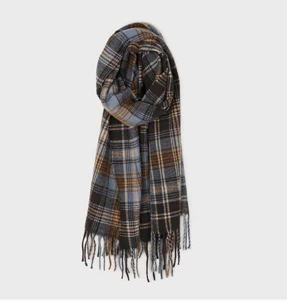 Soft and Warm Plaid Scarf - Sky