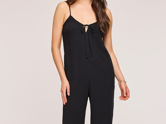MATILDA LINEN JUMPSUIT - Black