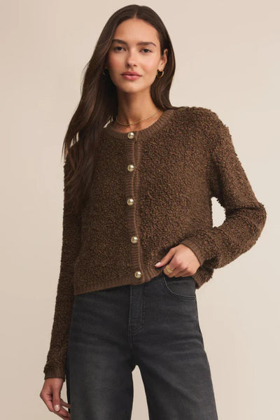 Maxie Fluffy Cardigan - Root Beer