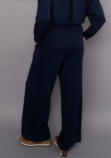 Phoebe Striped Soft Knit Pant - Navy