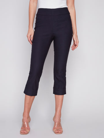 MICHELLE PULL ON CAPRIS DRESS PANT- navy