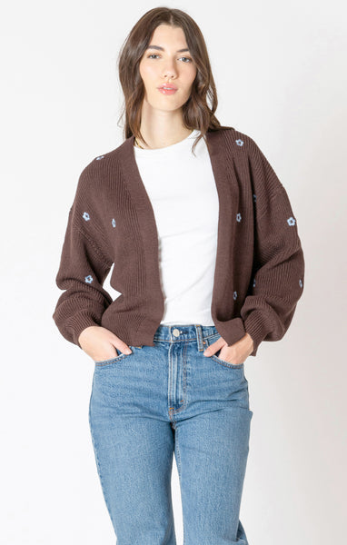 EMERY EMBROIDERED OPEN CARDIGAN