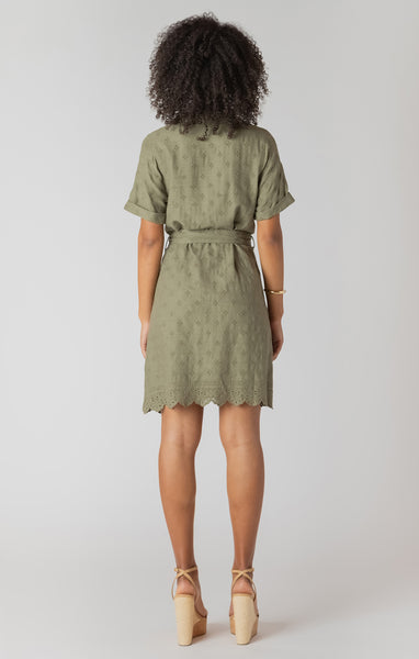 Lucy Belted Eyelet Dress - Sage