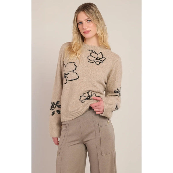 Jessie Flower Crewneck - Taupe