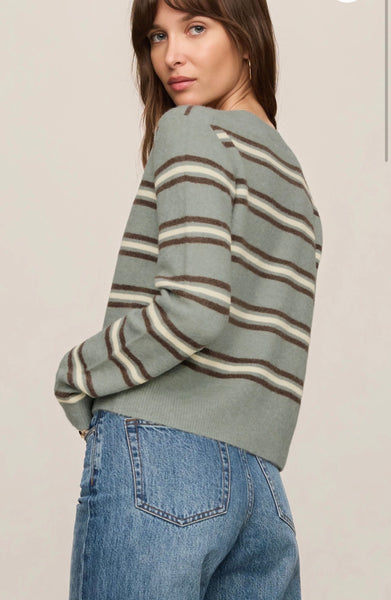 Medina Stripe Cardigan - Aqua Cloud