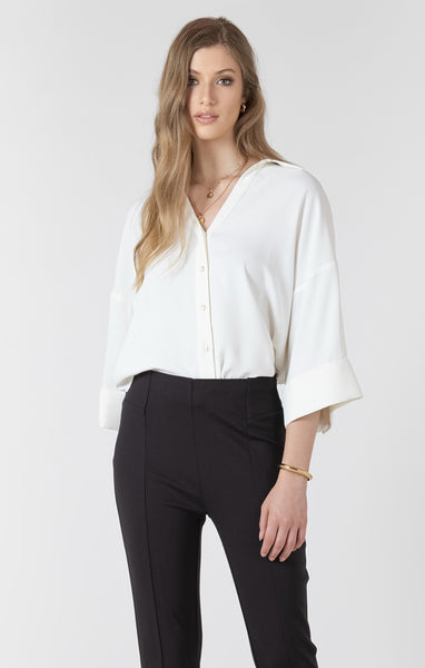 CAMILLE CUFFED BUTTON FRONT BLOUSE