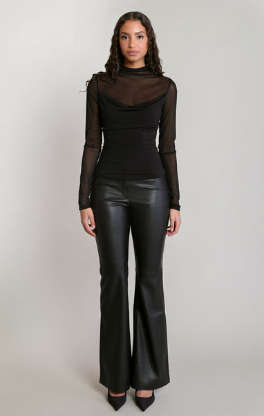 Cammie Faux Leather Trouser - Black