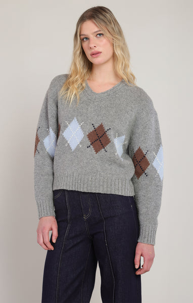 KASSEN ARGYLE SWEATER TOP
