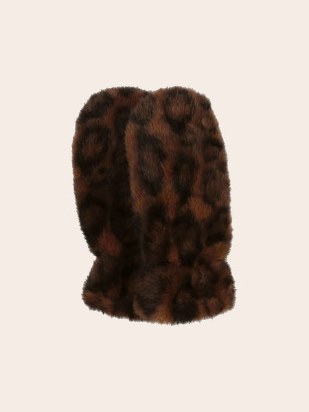 SOFT LOEVENICH GLOVES MADE OF FAUX FUR WITH A LEOPARD PATTERN