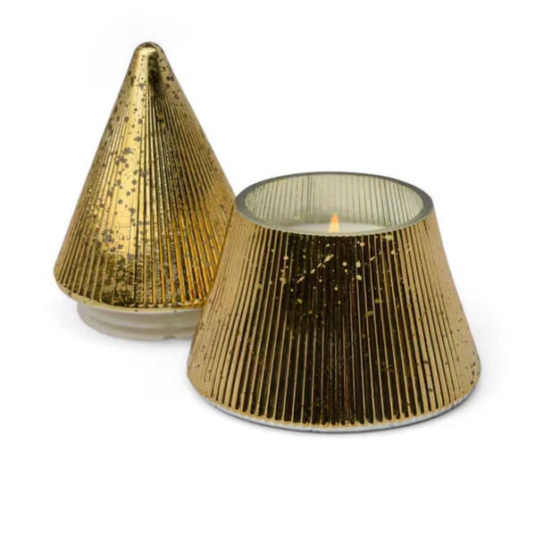 Cypress & Fir 7oz Gold Stacked Tree Candle