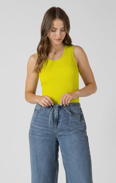 Libby Lime Glow Ribbed Tank
