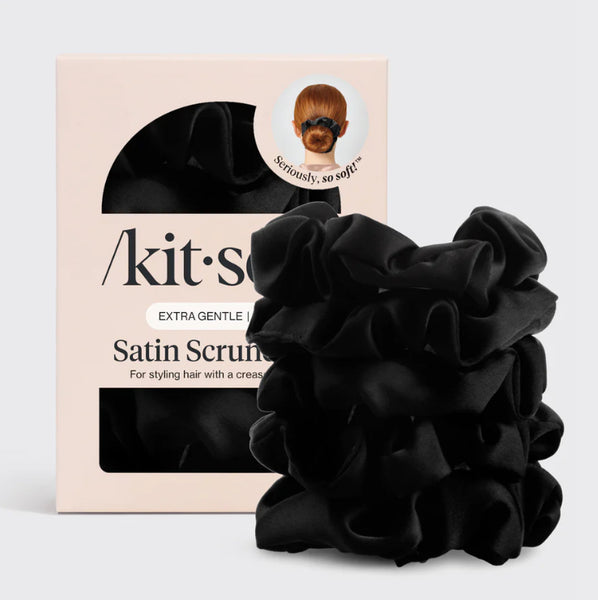 Satin Sleep Scrunchies - 5pc Black