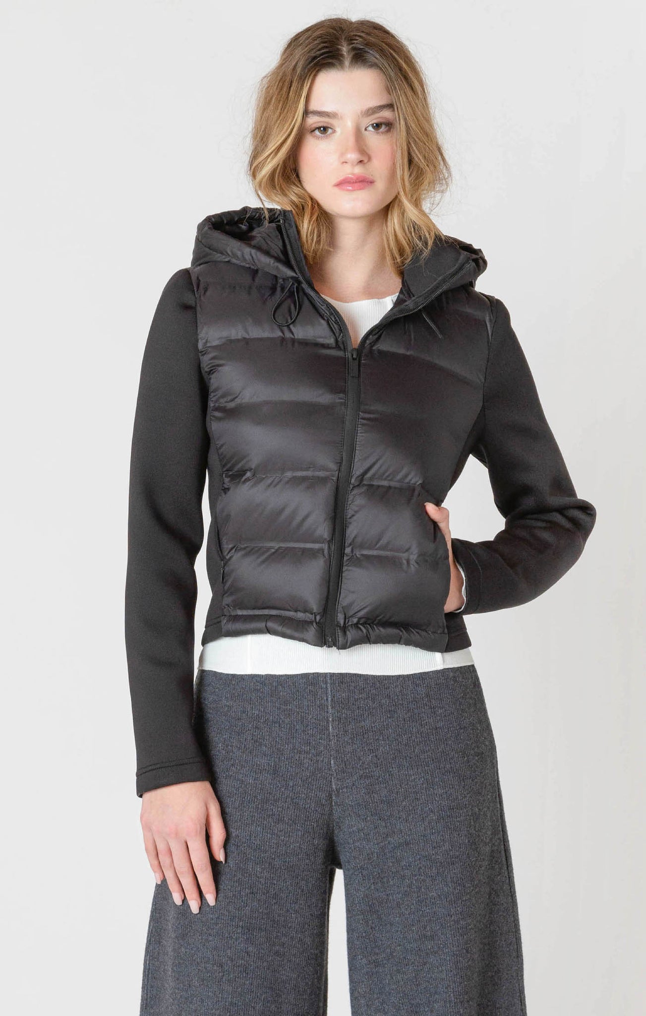 MAVILLE MIXED FABRIC PUFFER JACKET
