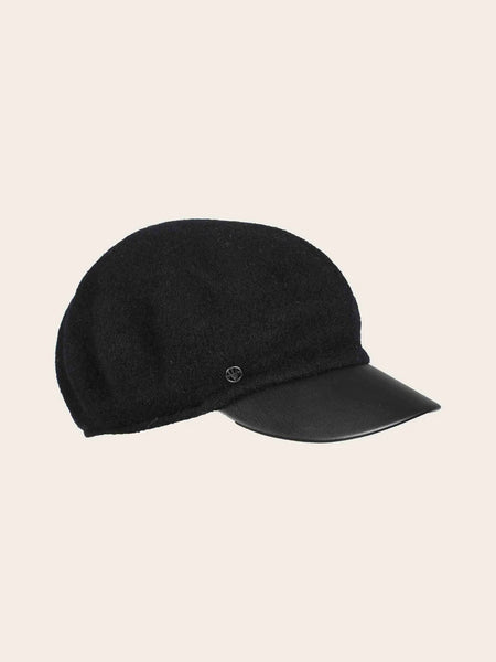 LOEVENICH WOOL PEAKED CAP WITH IMITATION LEATHER VISOR