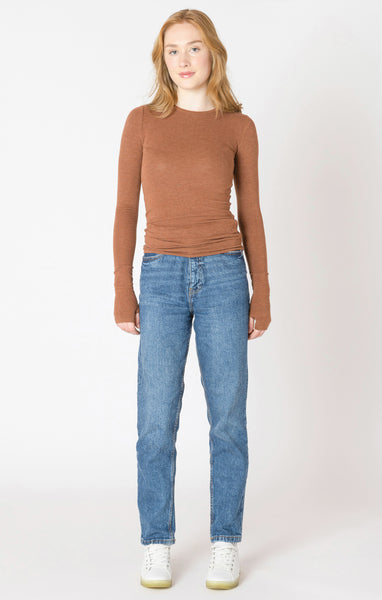 Bree BRUSHED CREWNECK TEE- Chestnut Heather