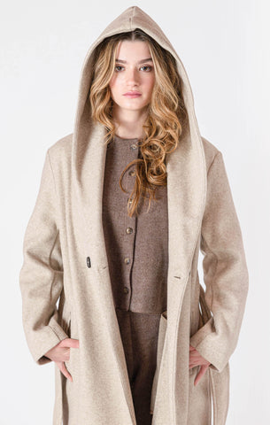 IRIS BELTED HOODED COAT