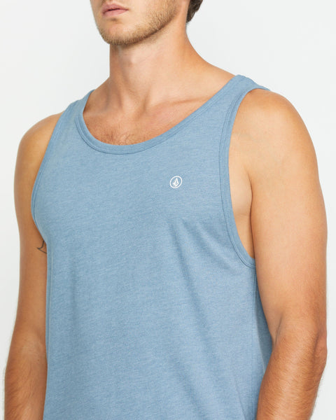 MEN'S SOLID HEATHER TANK- Blue