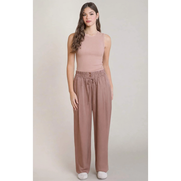 Suzie Ribbed Tank - Dusty Rose