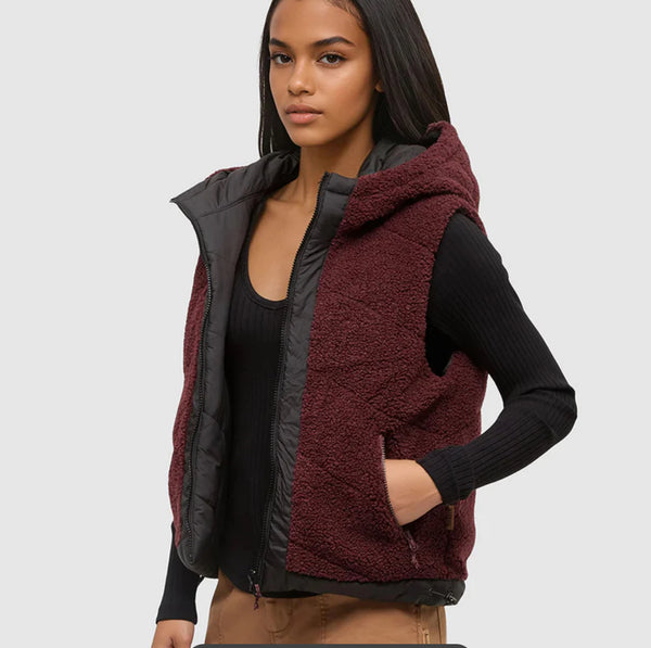 Collins Vest- Deep Burgundy Meteorite Black