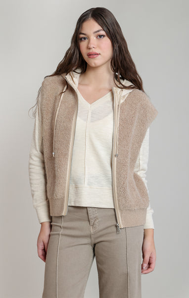 HAILEY HOODED BOUCLE VEST