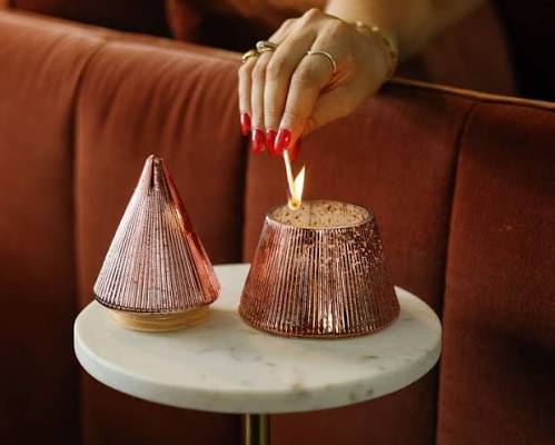 Pink Peppermint 7oz Pink Stacked Tree Candle