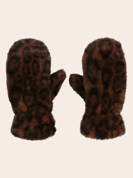 SOFT LOEVENICH GLOVES MADE OF FAUX FUR WITH A LEOPARD PATTERN
