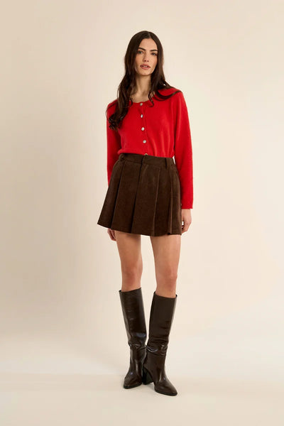 Maddie Corduroy Skirt w/ Built in Shorts - Brown