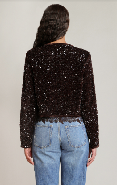 Emily Velvet Sequin Jacket - Chocolate
