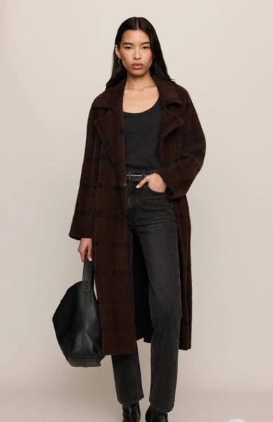 Crosby Plaid Cocoon Coat - Dark Chocolate