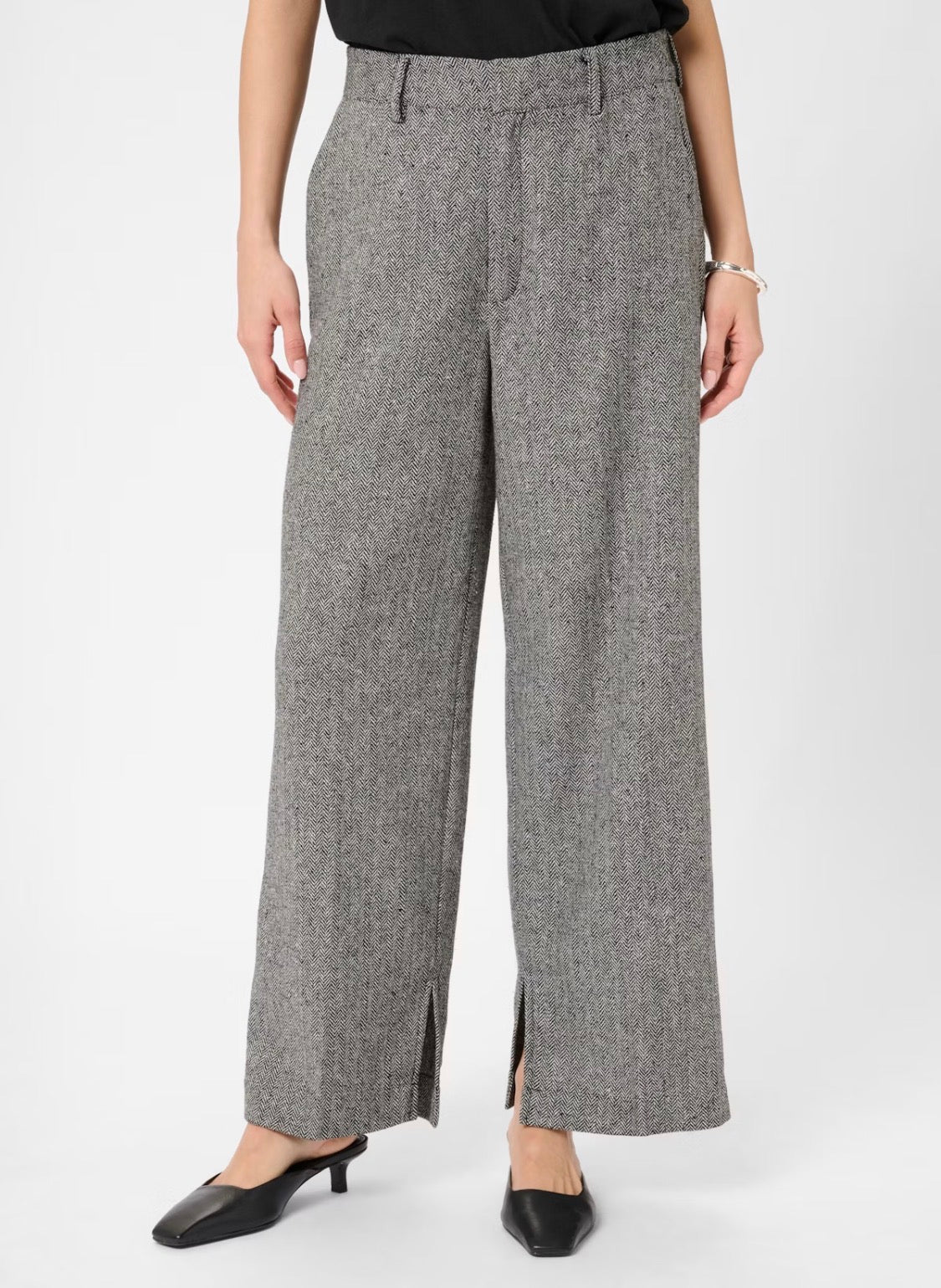 Thilda Pants - Black/Grey Tweed